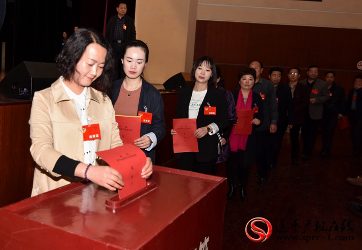 图为:参加政协第九届遂平县委员会第一次会议的政协委员投票。摄影:建明 冠红