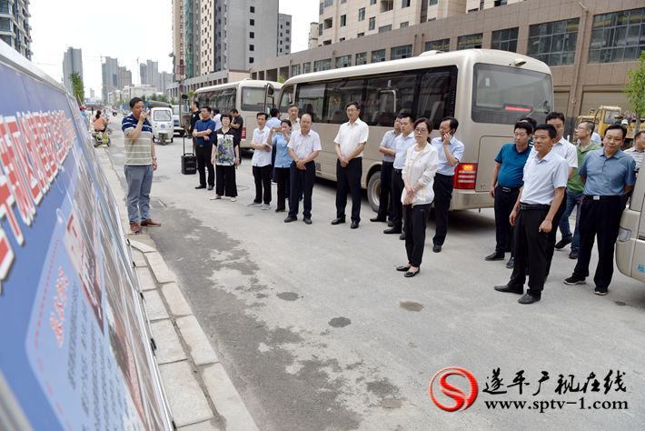 上图:观摩人员在新区管委会澜湾壹号实地察看。